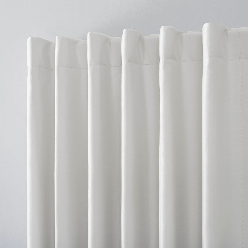 Sun Zero - 56260 Greyson Faux Dupioni Silk Extreme 100% Blackout Back Tab Curtain Panel, 50" x 95", Pearl White - Image 3